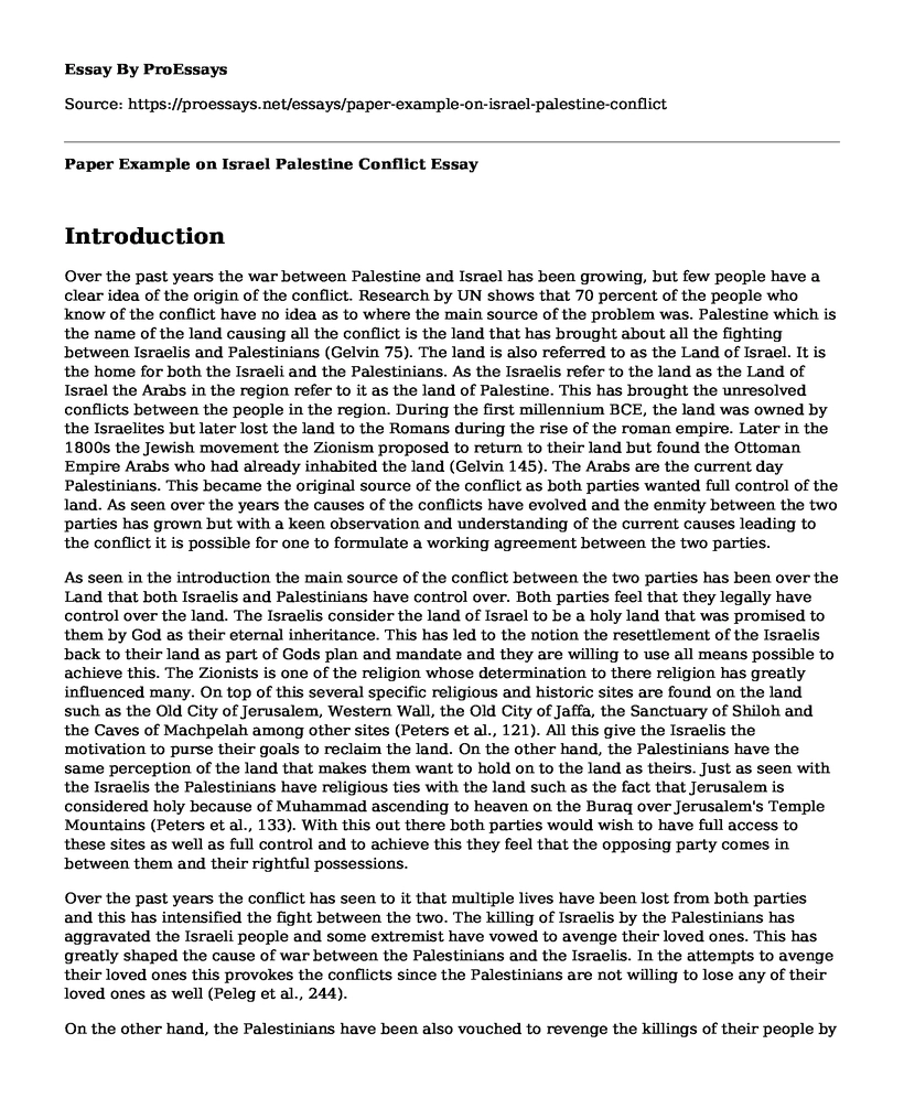 Paper Example on Israel Palestine Conflict