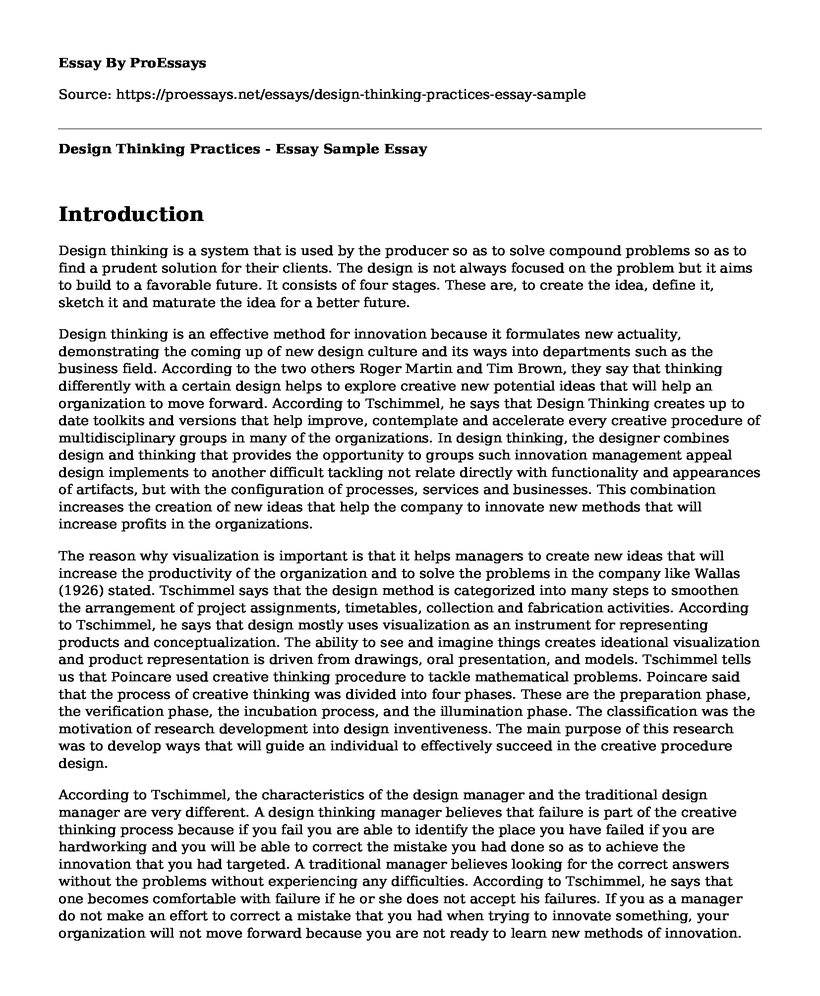 Design Thinking Practices - Essay Sample 