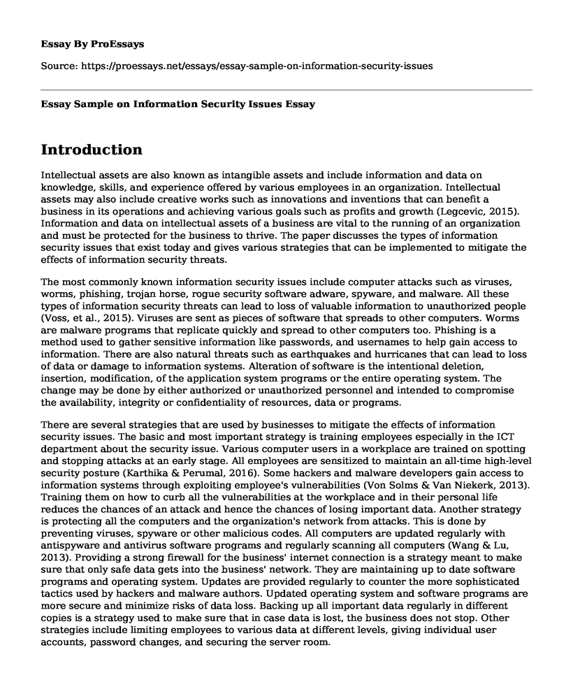 Essay Sample on Information Security Issues