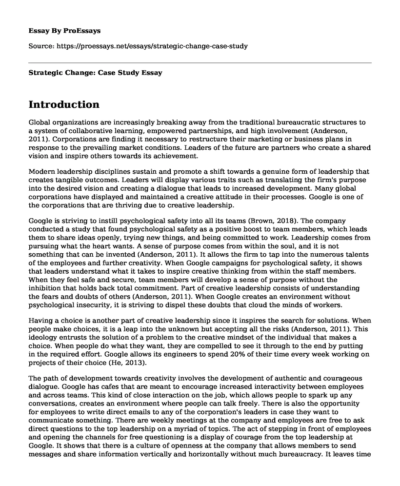 Strategic Change: Case Study