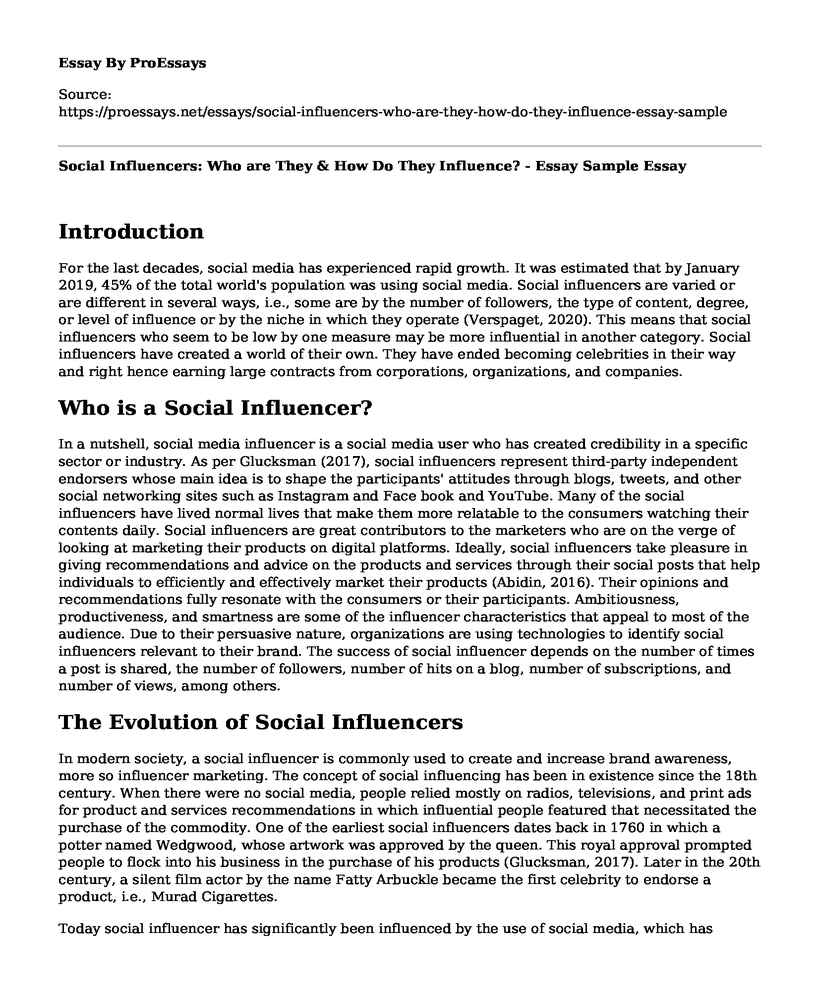 Social Influencers: Who are They & How Do They Influence? - Essay Sample