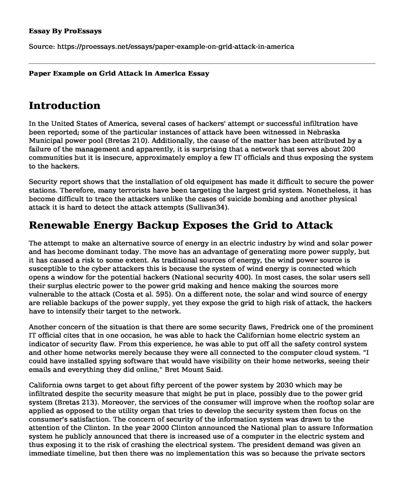 Paper Example on Grid Attack in America