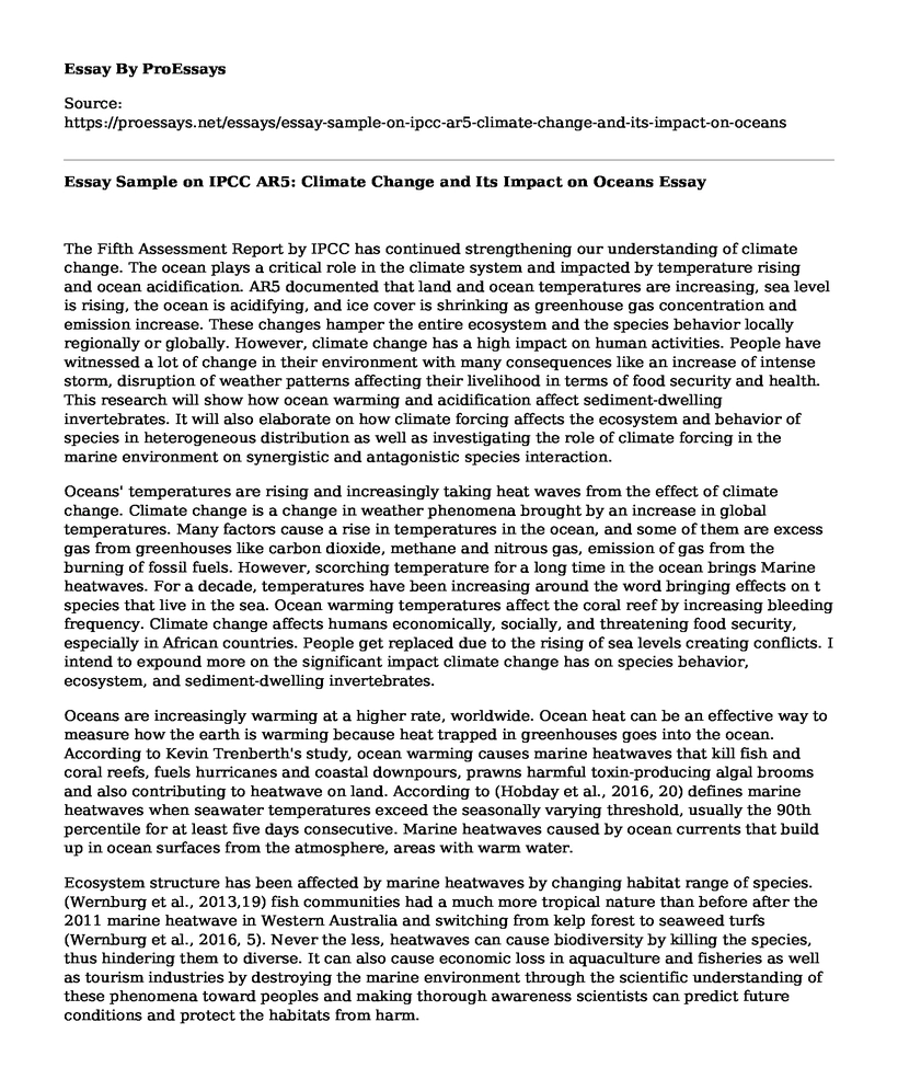Essay Sample on IPCC AR5: Climate Change and Its Impact on Oceans