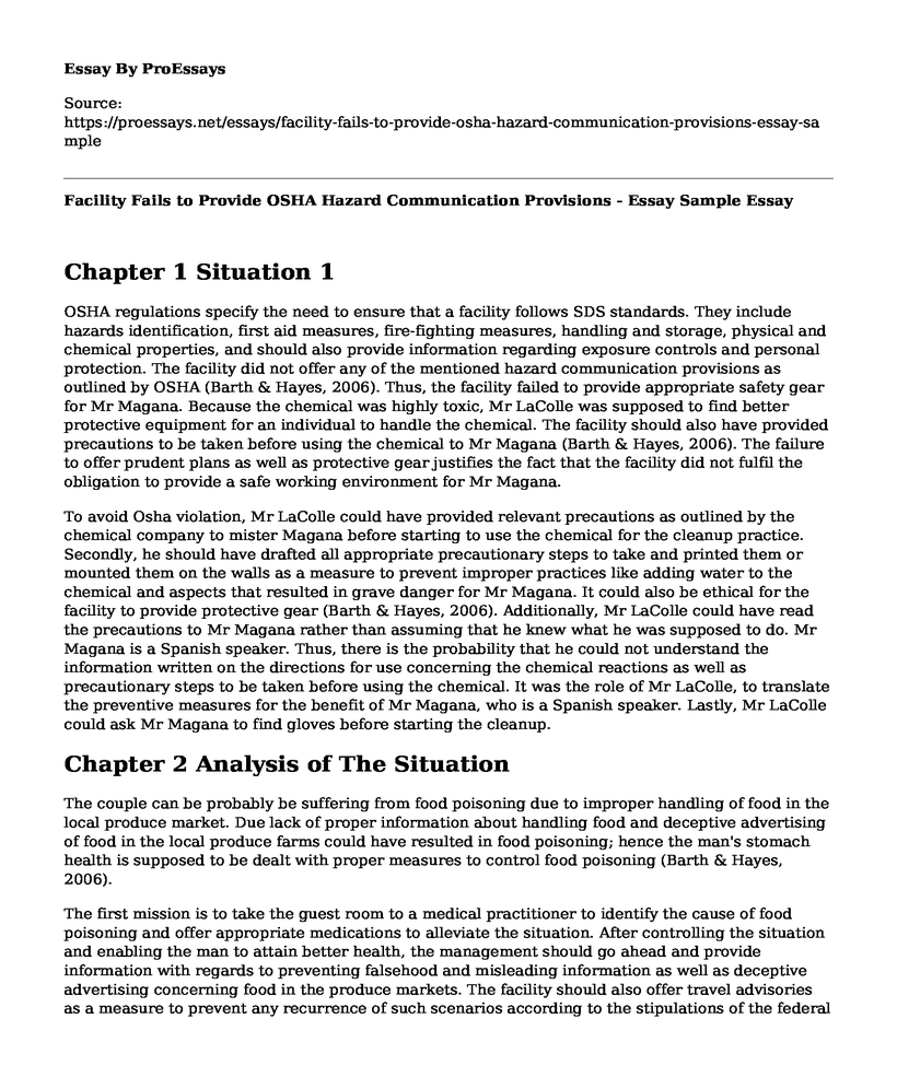 Facility Fails to Provide OSHA Hazard Communication Provisions - Essay Sample