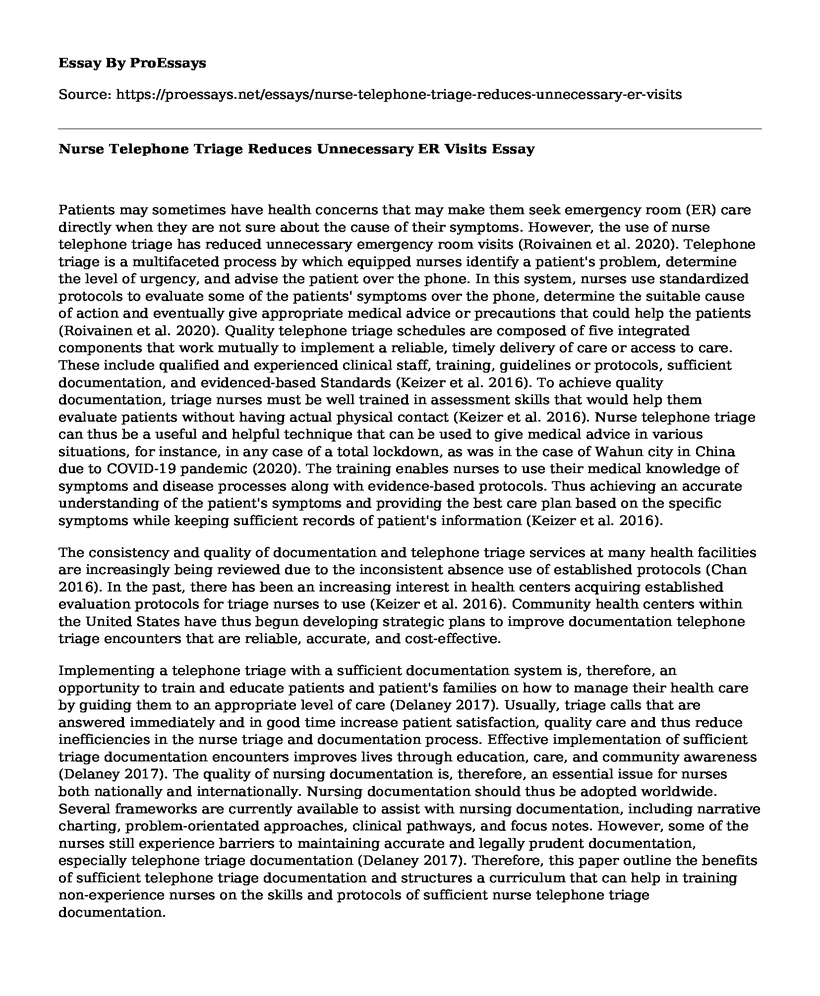 Nurse Telephone Triage Reduces Unnecessary ER Visits