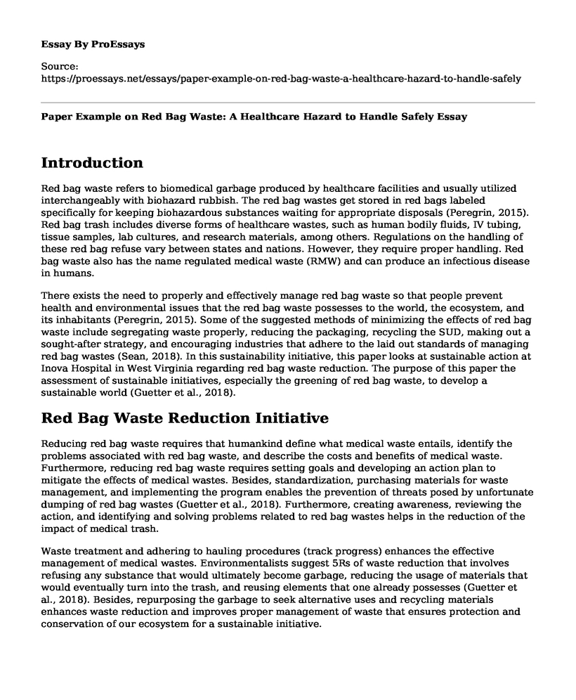 Paper Example on Red Bag Waste: A Healthcare Hazard to Handle Safely
