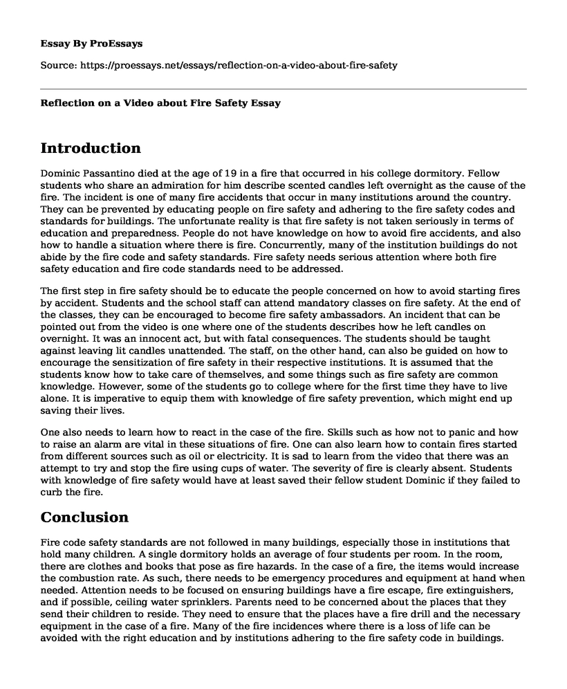 fire safety essay