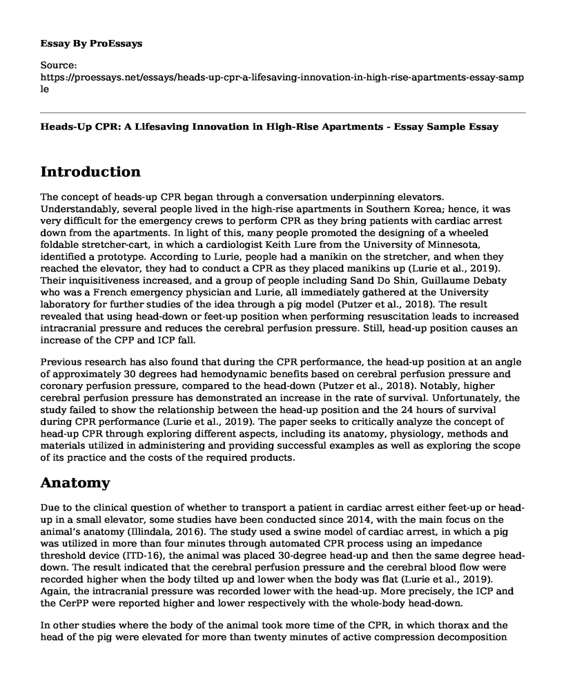 Heads-Up CPR: A Lifesaving Innovation in High-Rise Apartments - Essay Sample