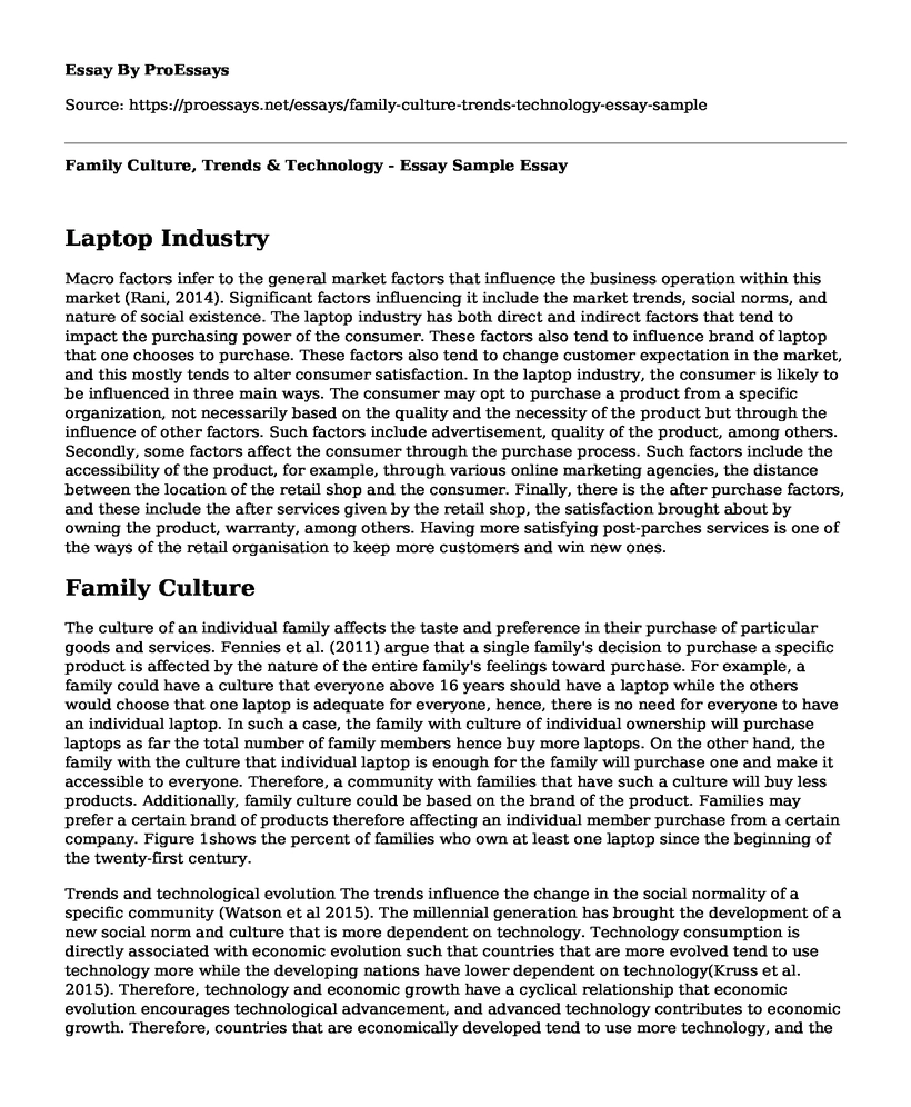 Family Culture, Trends & Technology - Essay Sample