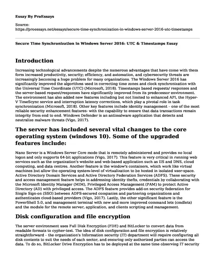 Secure Time Synchronization in Windows Server 2016: UTC & Timestamps