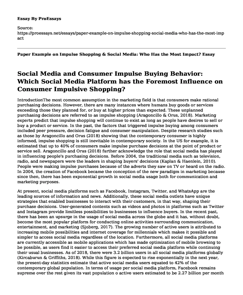 Paper Example on Impulse Shopping & Social Media: Who Has the Most Impact?