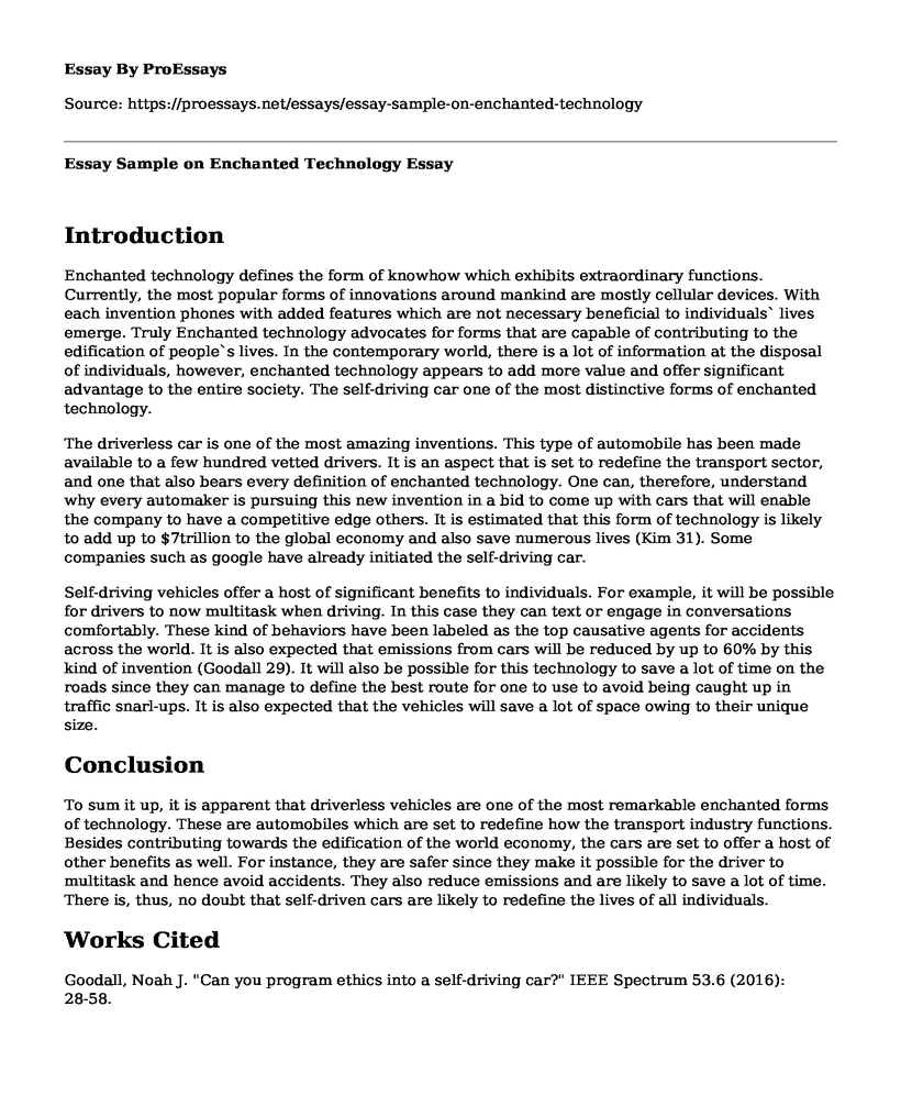 Essay Sample on Enchanted Technology