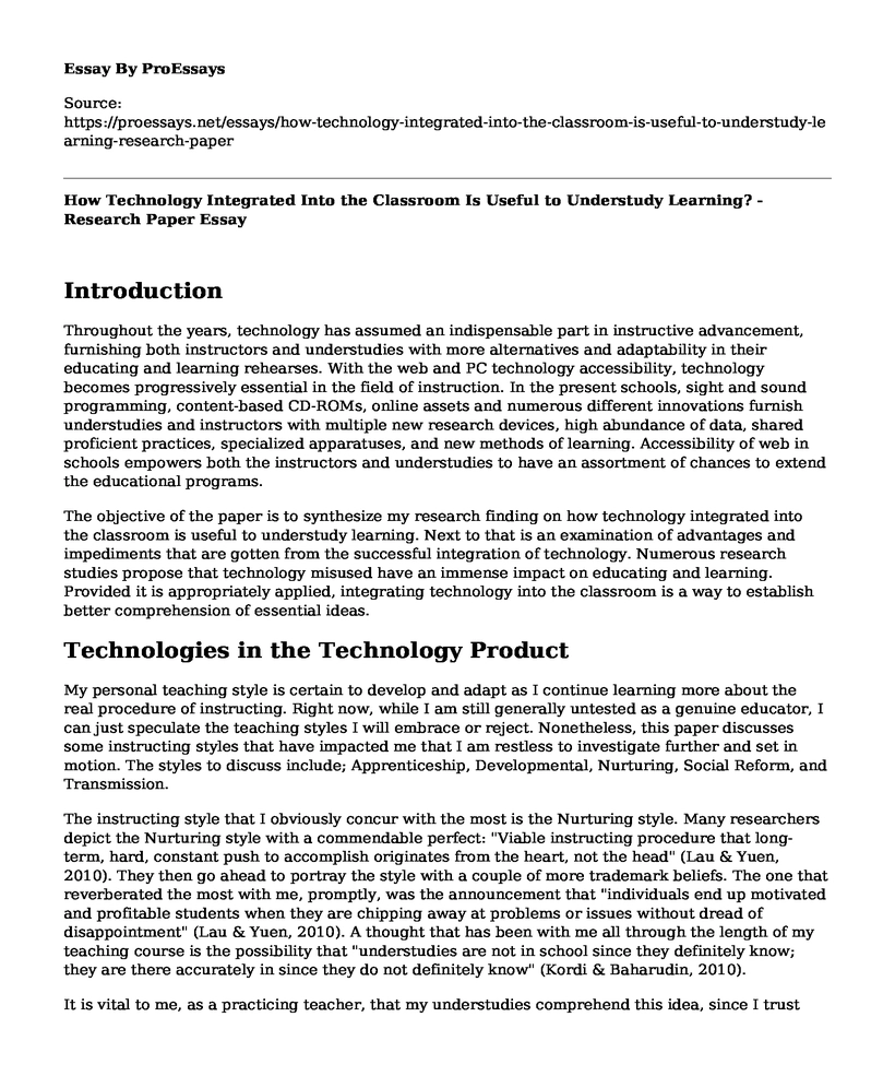 How Technology Integrated Into the Classroom Is Useful to Understudy Learning? - Research Paper