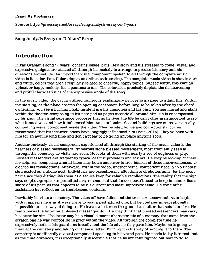  Song Analysis Essay On 7 Years Free Essay Term Paper Example 