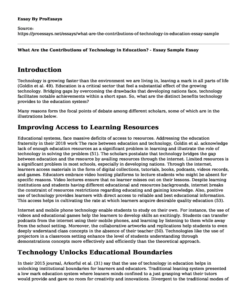 What Are the Contributions of Technology in Education? - Essay Sample