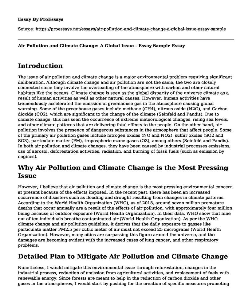 Air Pollution and Climate Change: A Global Issue - Essay Sample