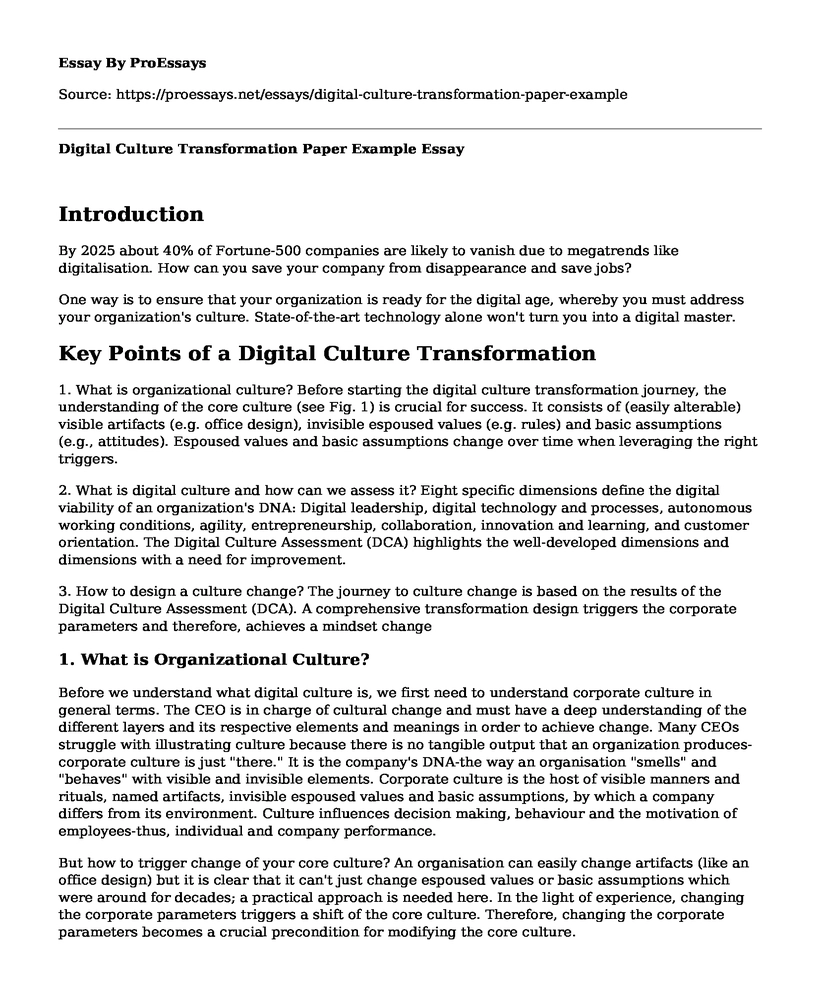 Digital Culture Transformation Paper Example