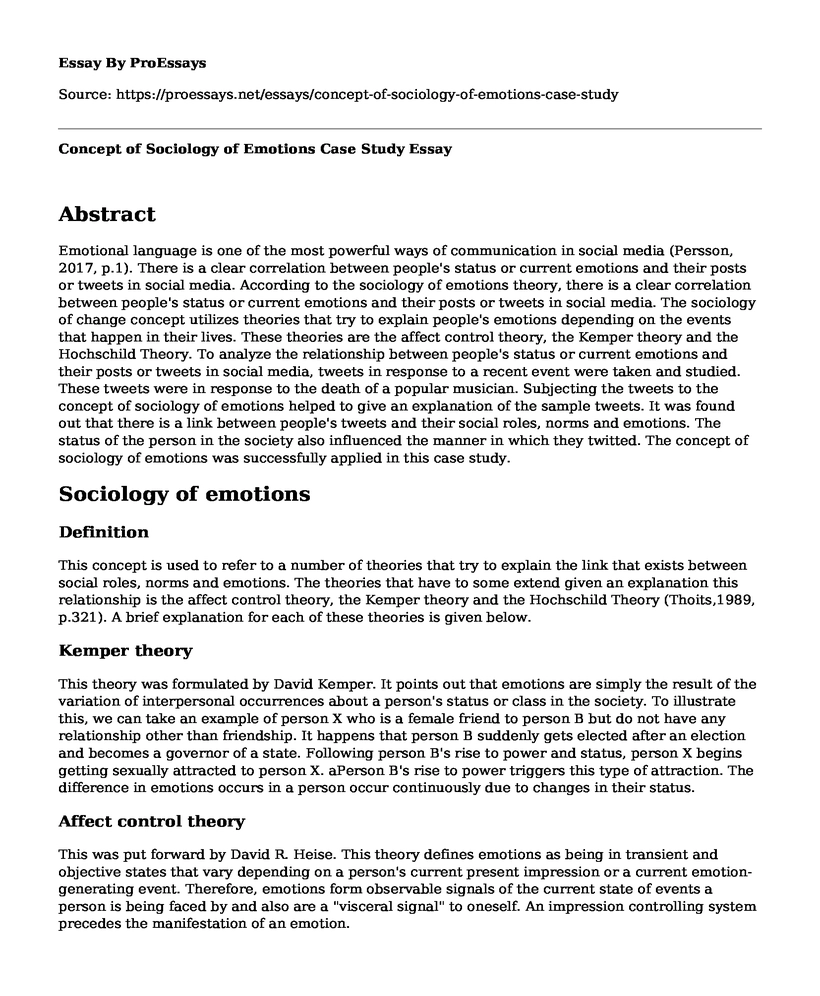 Concept of Sociology of Emotions Case Study