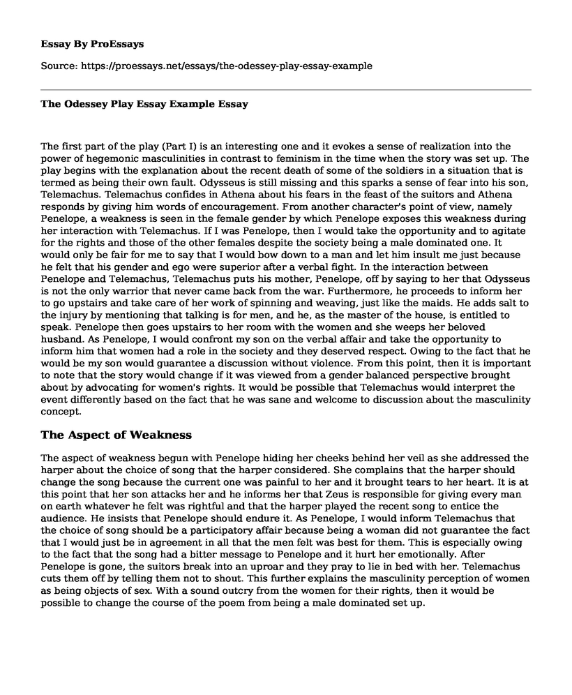 The Odessey Play Essay Example