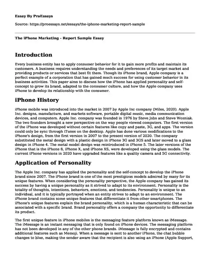 The iPhone Marketing - Report Sample