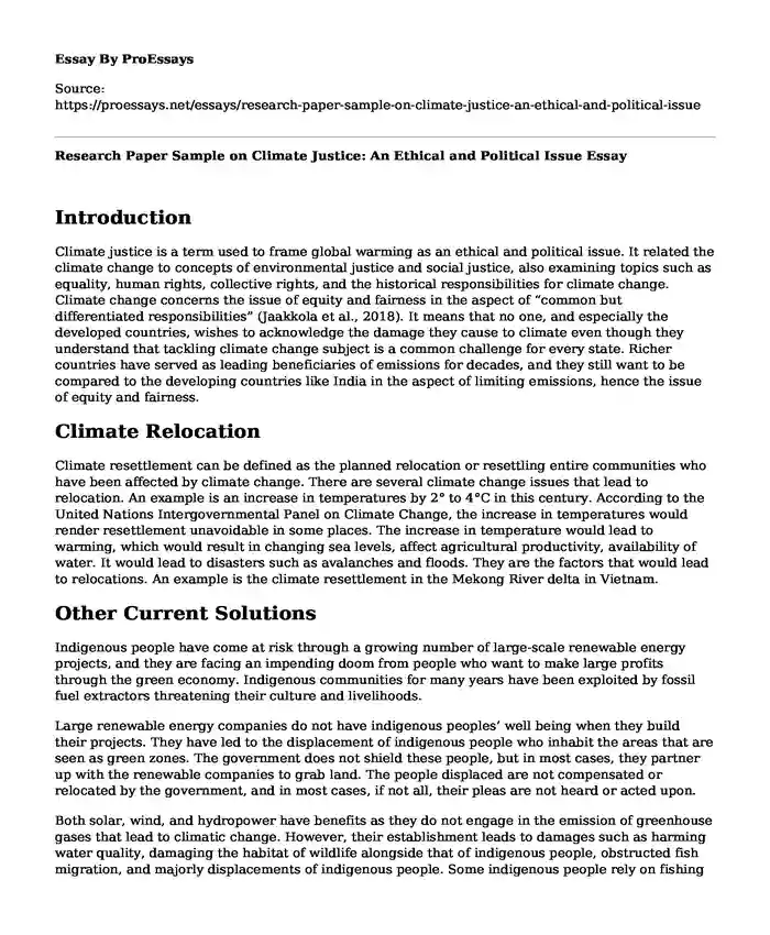 Research Paper Sample on Climate Justice: An Ethical and Political Issue