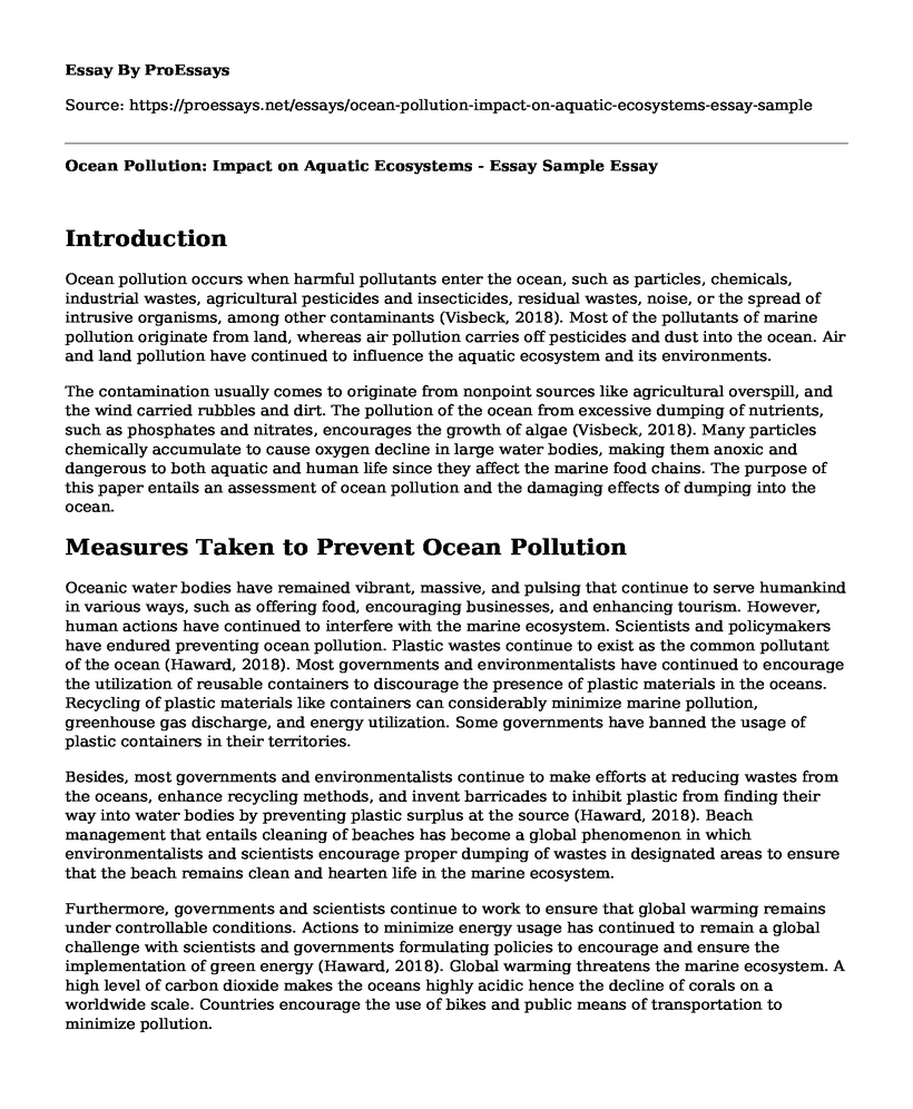 Ocean Pollution: Impact on Aquatic Ecosystems - Essay Sample
