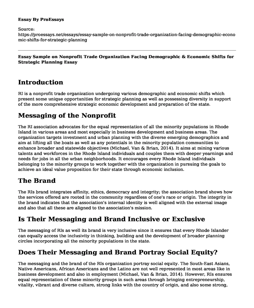 Essay Sample on Nonprofit Trade Organization Facing Demographic & Economic Shifts for Strategic Planning