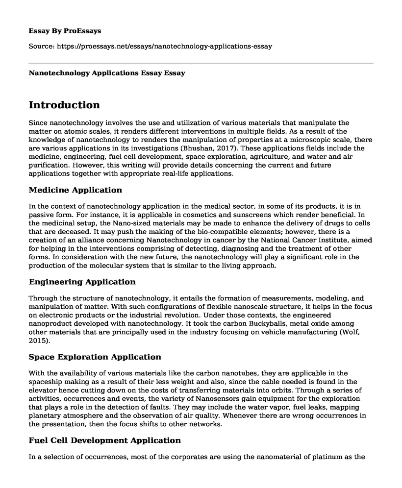 Nanotechnology Applications Essay