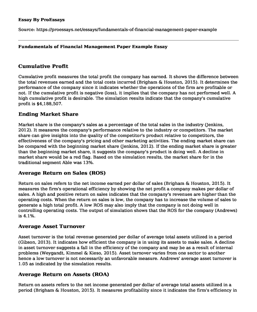 Fundamentals of Financial Management Paper Example