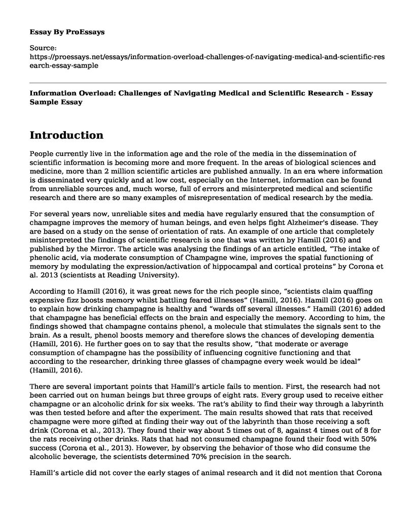 Information Overload: Challenges of Navigating Medical and Scientific Research - Essay Sample