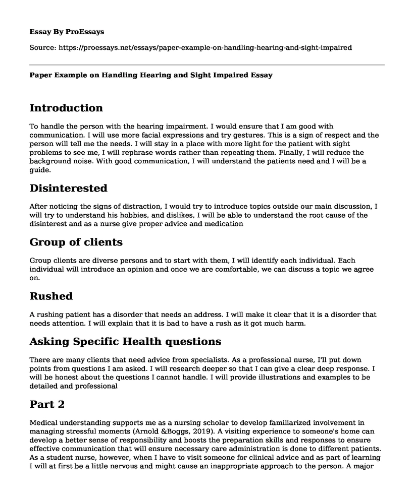 Paper Example on Handling Hearing and Sight Impaired