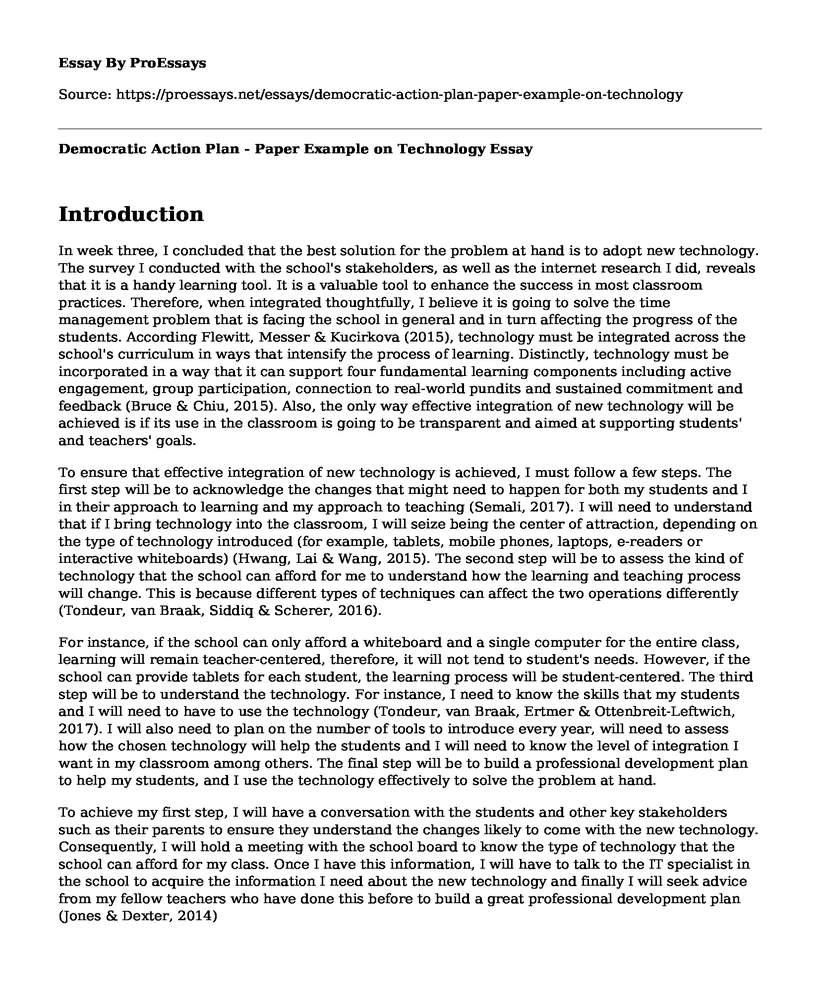 Democratic Action Plan - Paper Example on Technology