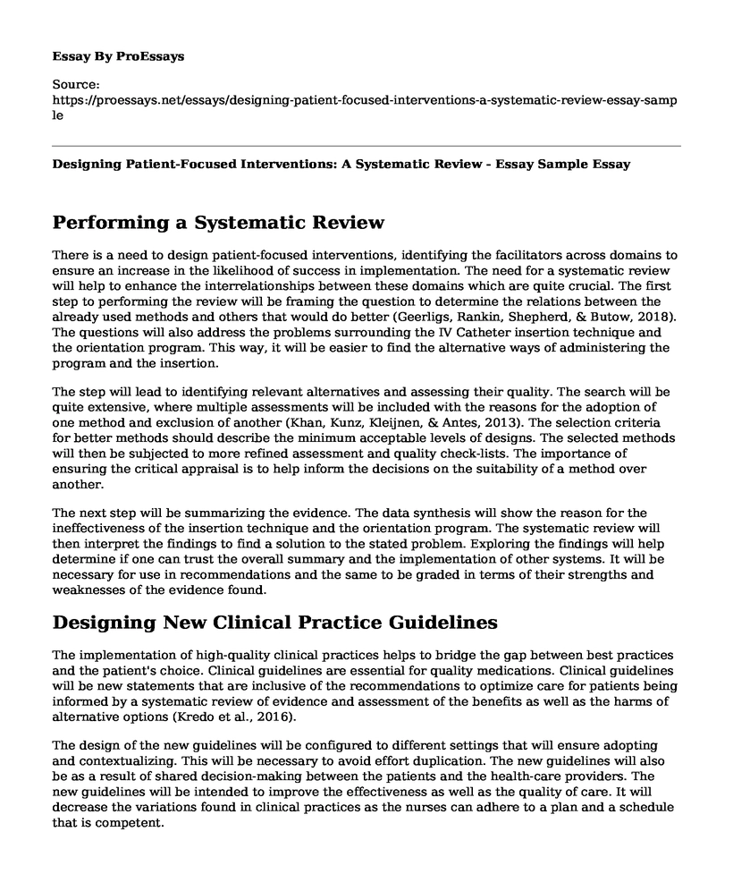 Designing Patient-Focused Interventions: A Systematic Review - Essay Sample