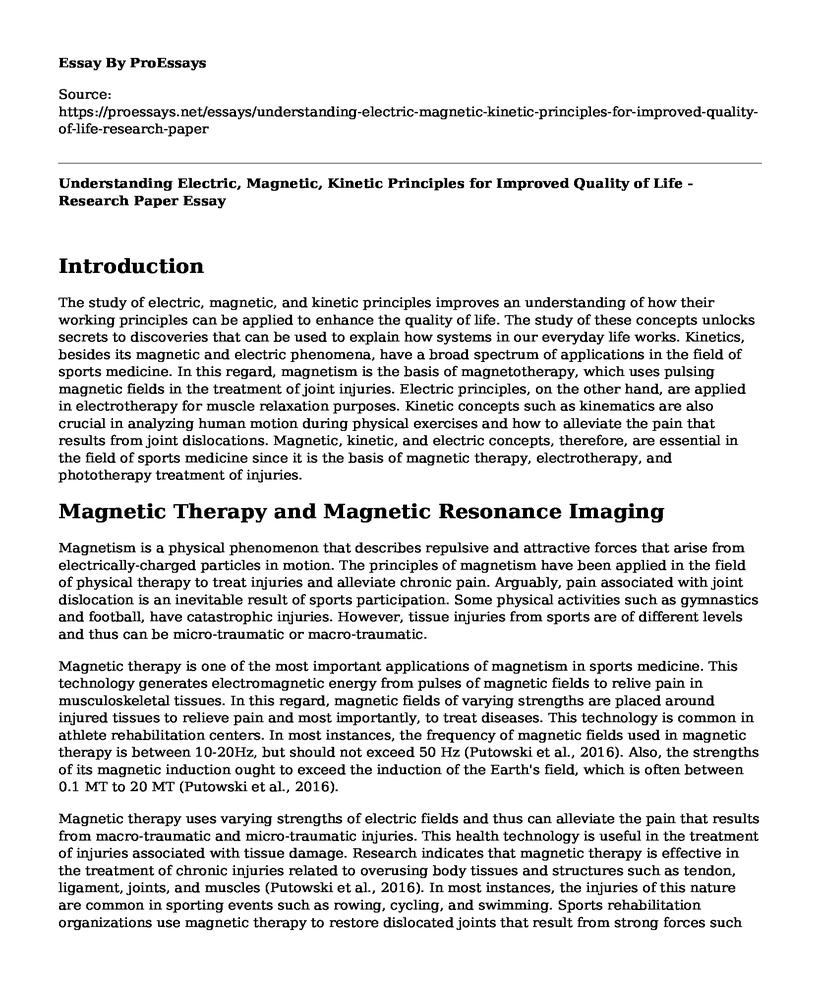 Understanding Electric, Magnetic, Kinetic Principles for Improved Quality of Life - Research Paper