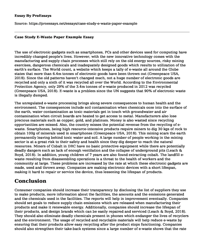 Case Study E-Waste Paper Example