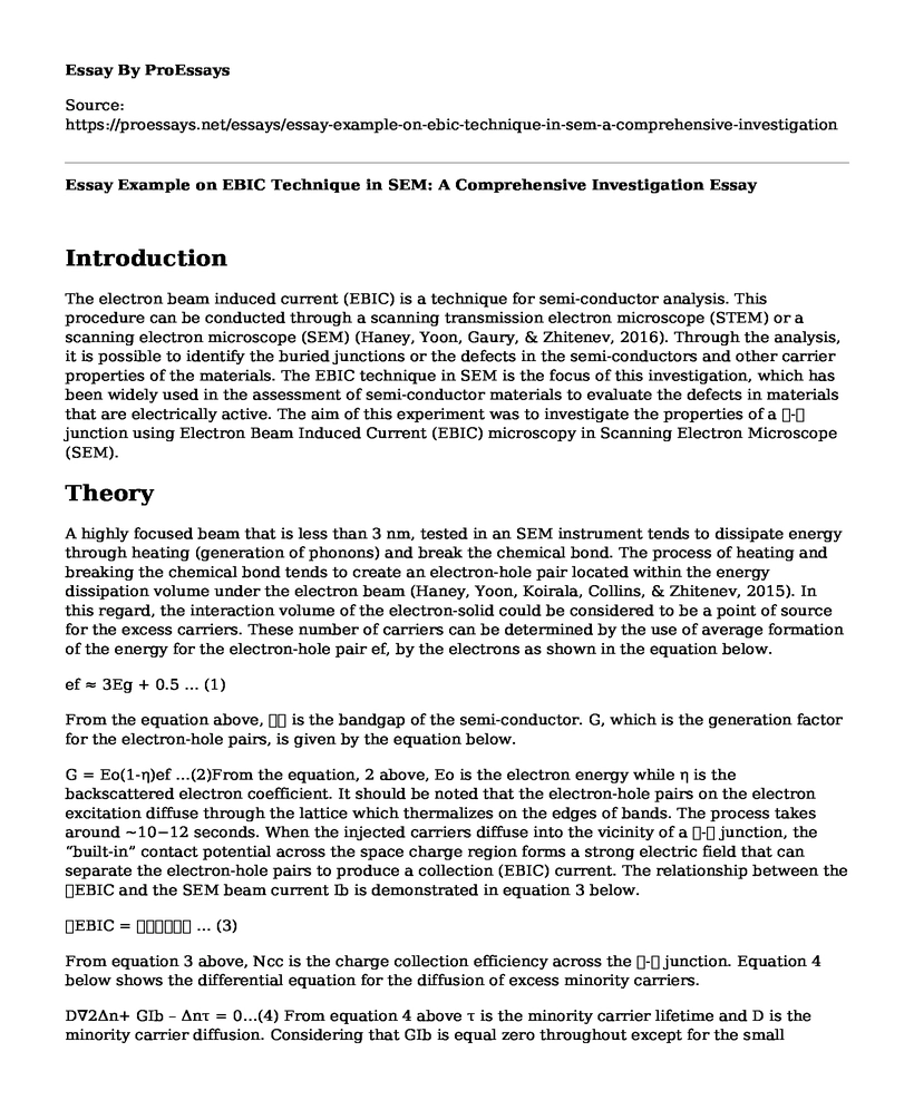 Essay Example on EBIC Technique in SEM: A Comprehensive Investigation