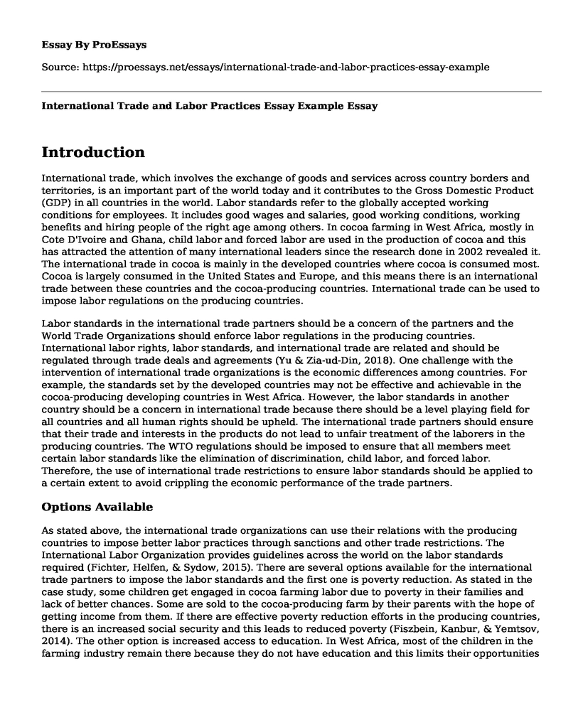 International Trade and Labor Practices Essay Example