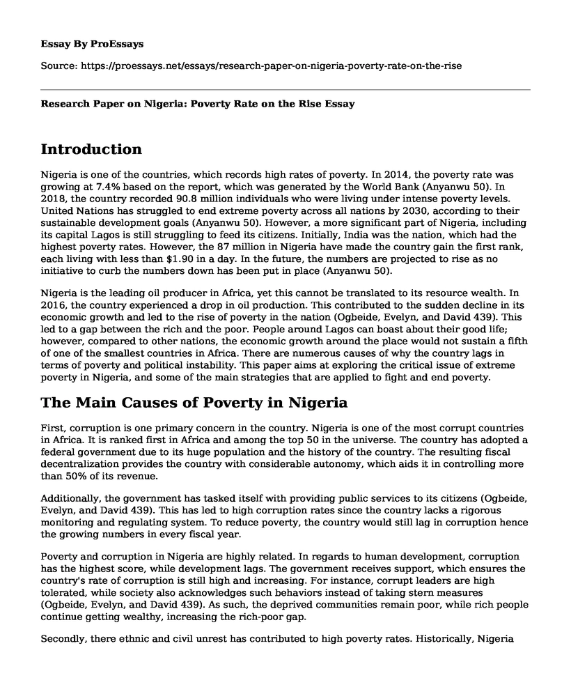 Research Paper on Nigeria: Poverty Rate on the Rise