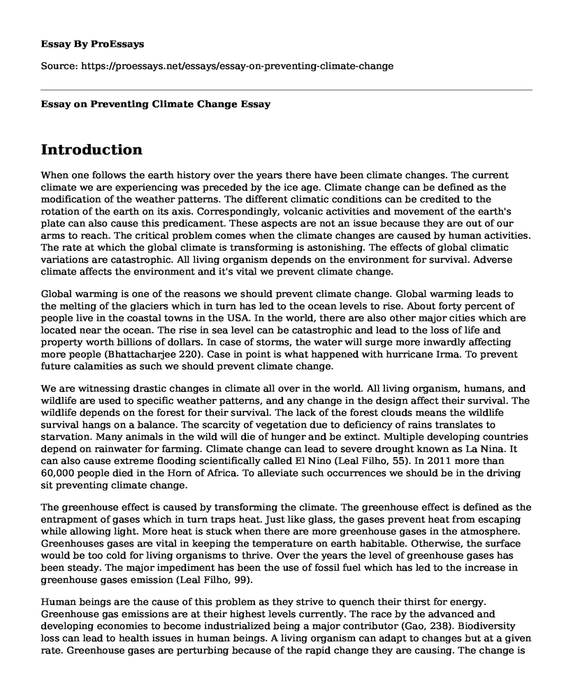 How To Prevent Climate Change Essay Pdf