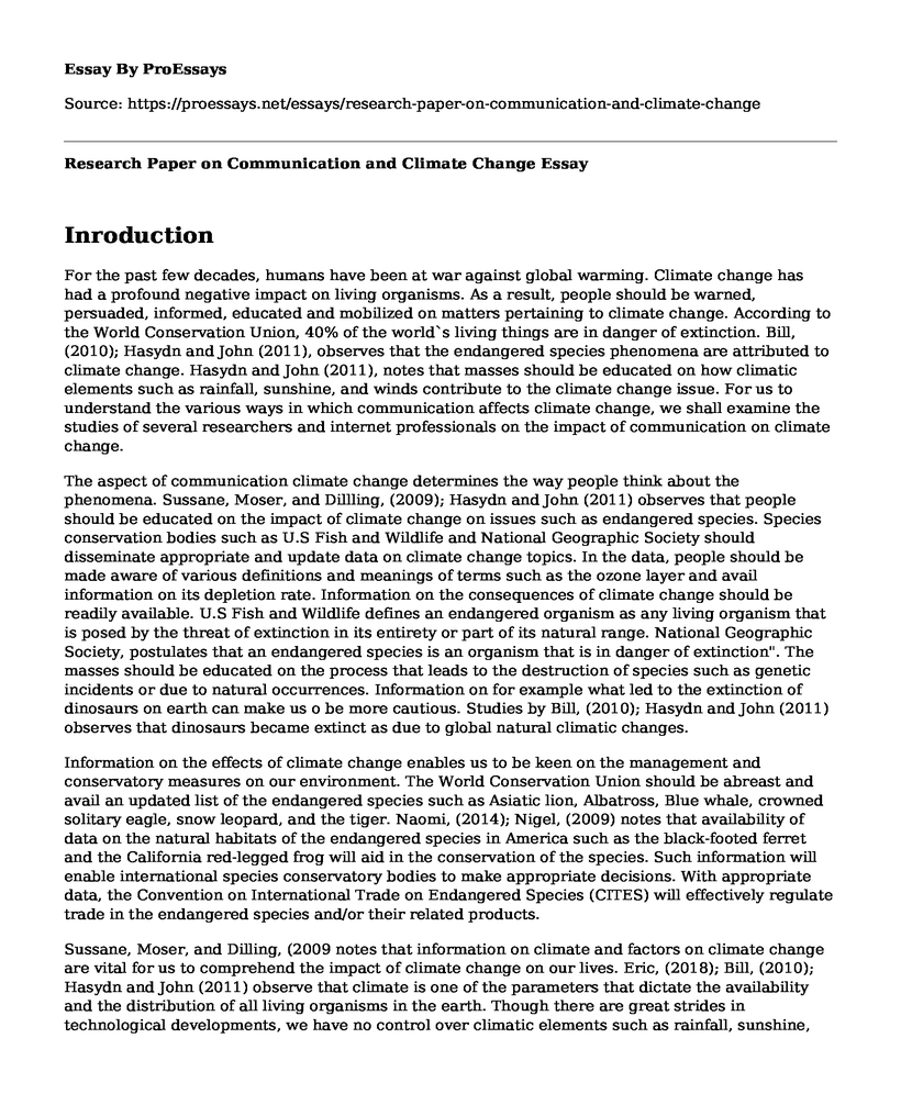 Research Paper on Communication and Climate Change
