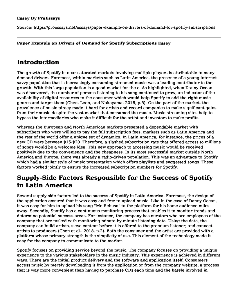 Paper Example on Drivers of Demand for Spotify Subscriptions