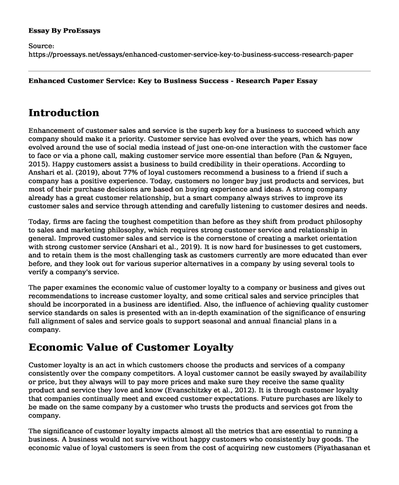 Enhanced Customer Service: Key to Business Success - Research Paper