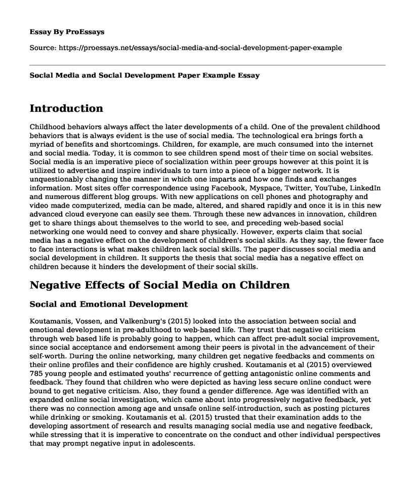 Social Media and Social Development Paper Example