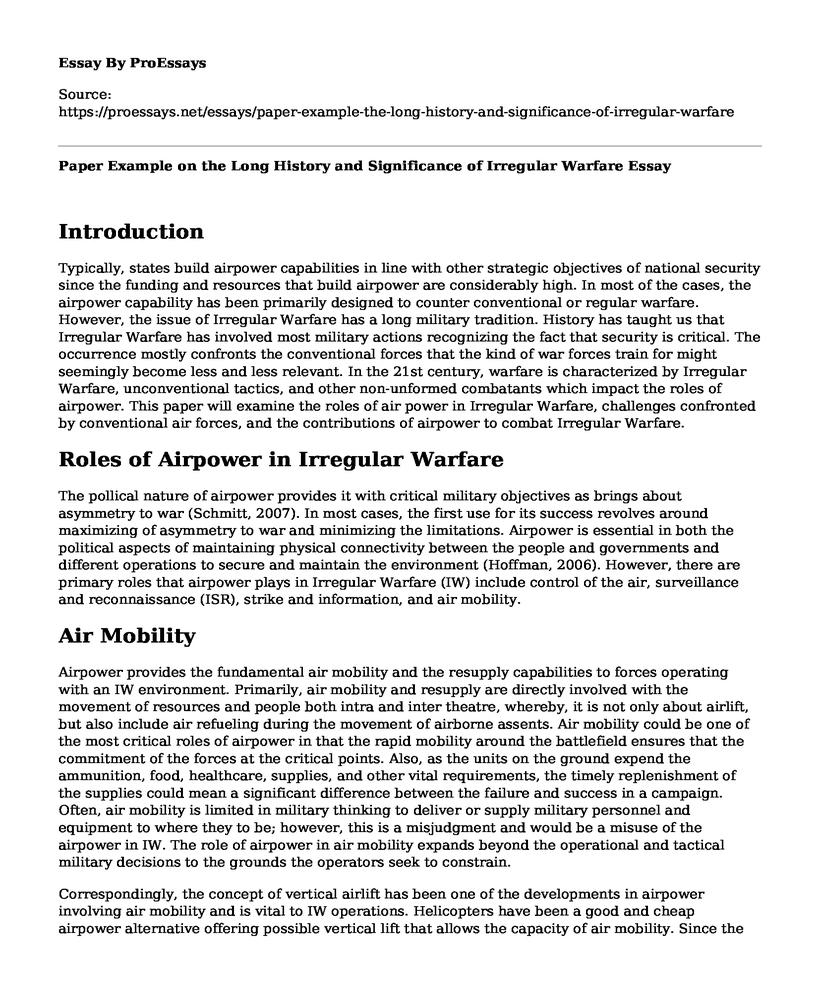 Paper Example on the Long History and Significance of Irregular Warfare