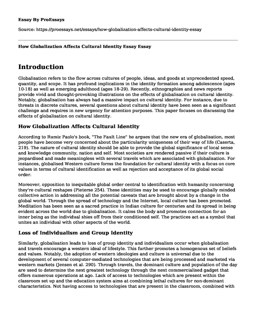 How Globalization Affects Cultural Identity Essay