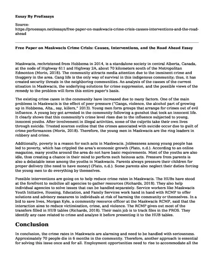 Free Paper on Maskwacis Crime Crisis: Causes, Interventions, and the Road Ahead