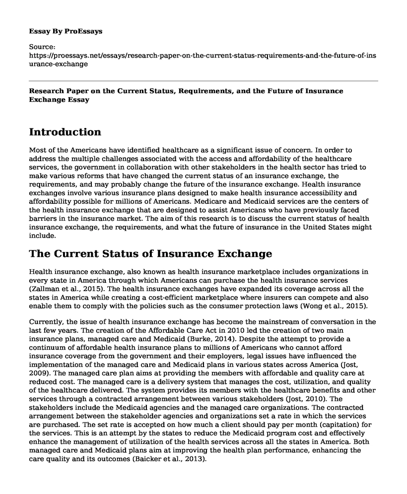 Research Paper on the Current Status, Requirements, and the Future of Insurance Exchange