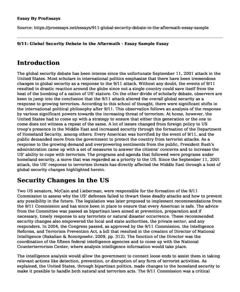 9/11: Global Security Debate in the Aftermath - Essay Sample