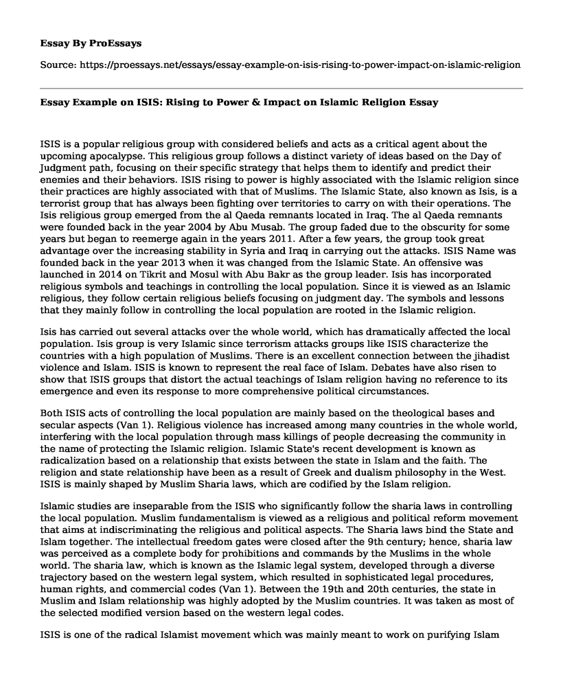 Essay Example on ISIS: Rising to Power & Impact on Islamic Religion