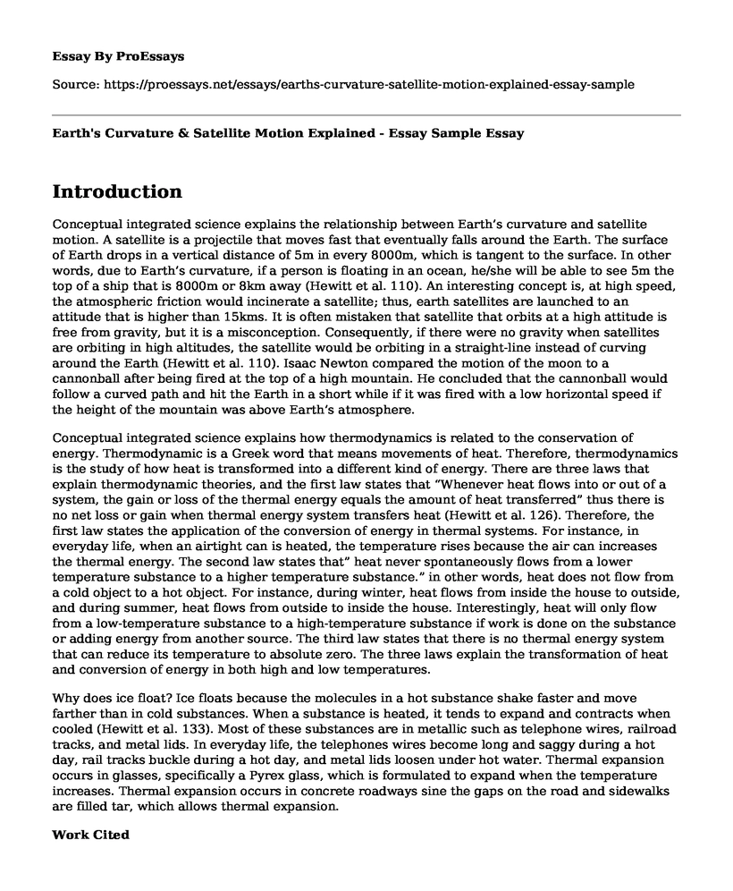 Earth's Curvature & Satellite Motion Explained - Essay Sample